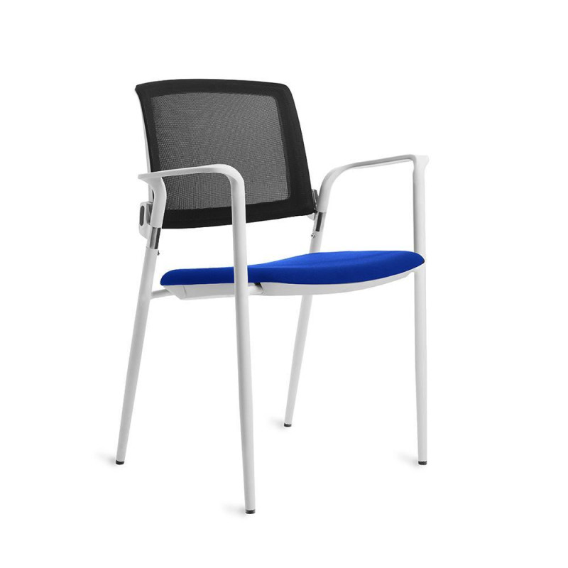 SILLA CONFIDENTE ROCADA RESPALDO MALLA ESTRUCTURA BLANCA