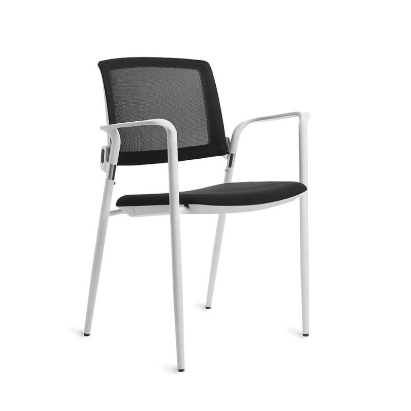 SILLA CONFIDENTE ROCADA RESPALDO MALLA ESTRUCTURA BLANCA