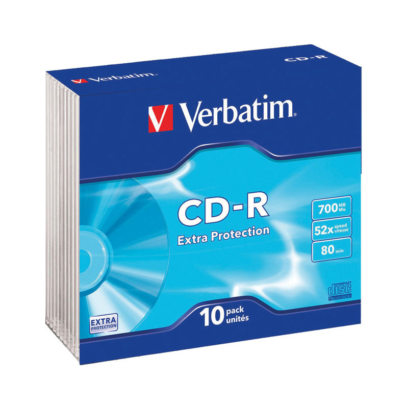 PACK 10 CD-R VERBATIM 52X 700MB EXTRA PROTECTION