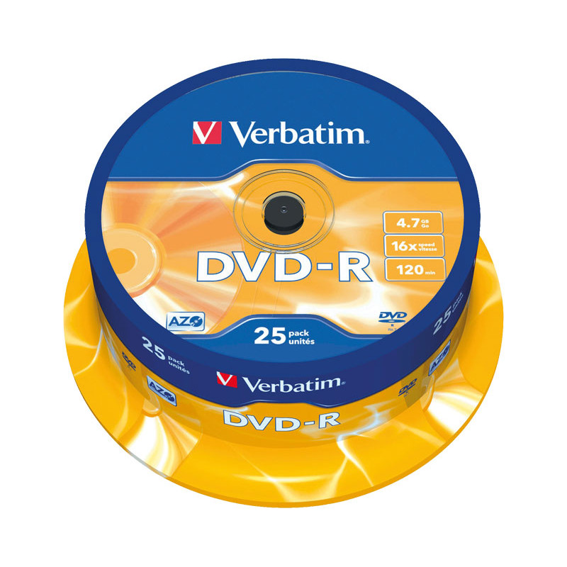 BOBINA 25 DVD-R VERBATIM 16X 4.7GB ADVANCED AZO BOBINA 25 DVD-R VERBATIM 16X 4.7GB ADVANCED AZO
