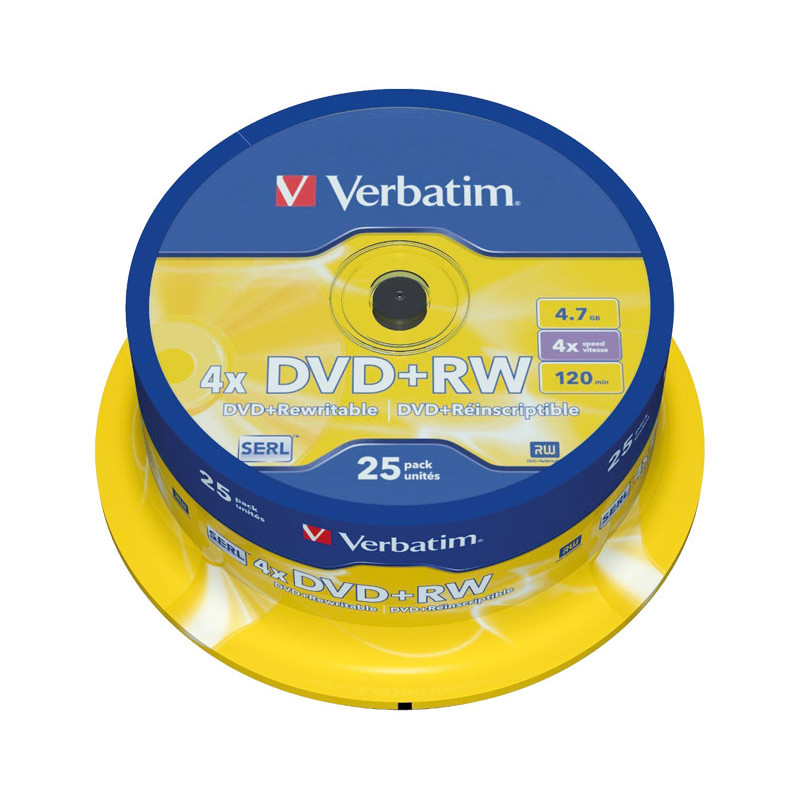 BOBINA 25 DVD+RW VERBATIM 16X 4.7GB ADVANCED