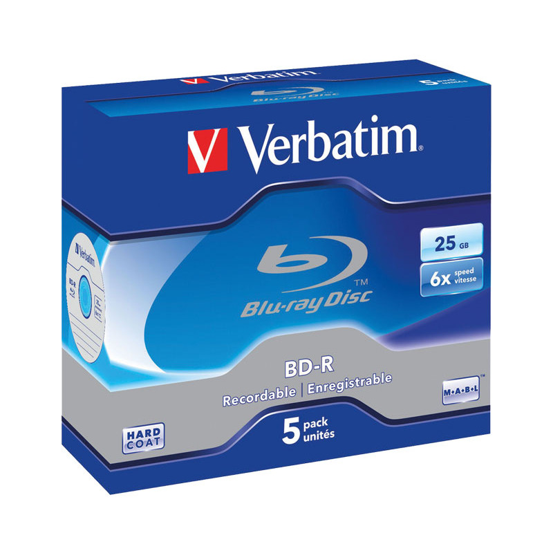 PACK 5 BD-R VERBATIM 6X 25GB SINGLE LAYER