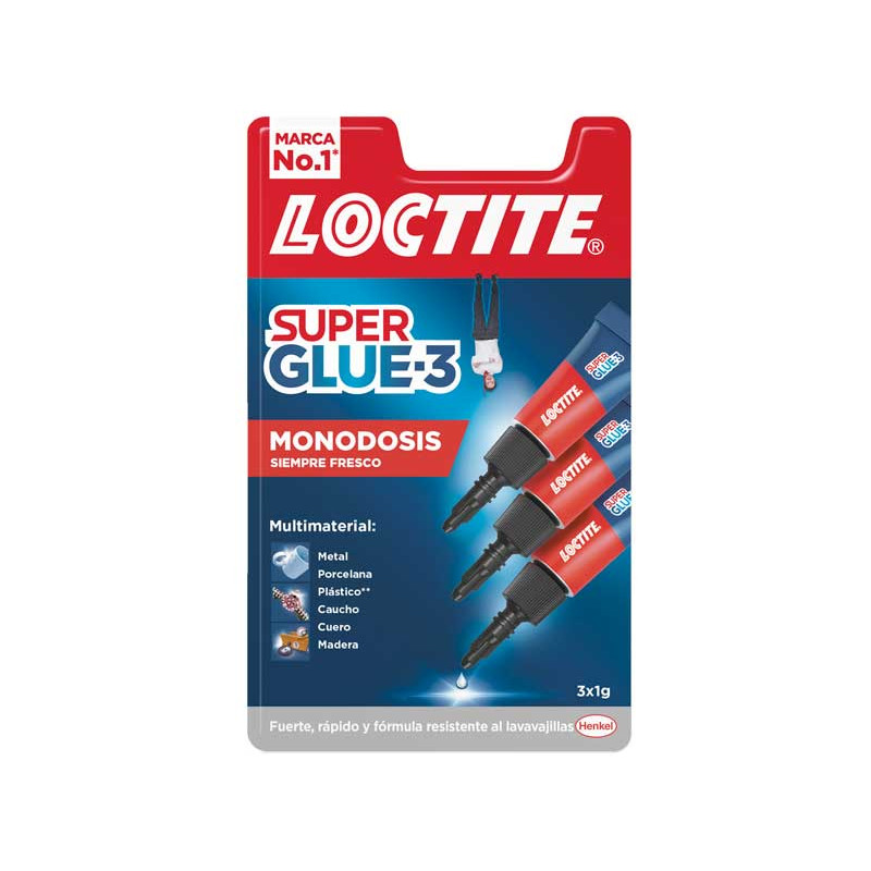 BLÍSTER 3 PEGAMENTO SUPER GLUE MONODOSIS 1gr BLÍSTER 3 PEGAMENTO SUPER GLUE MONODOSIS 1gr