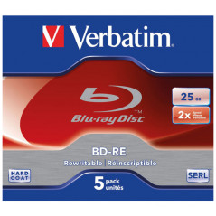 PACK 5U BD-RE BLU-RAY VERBATIM 2X 25GB SINGLE LAYER