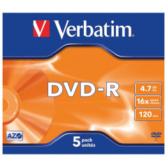 PACK 5 DVD-R VERBATIM 16X 4.7GB ADVANCED AZO