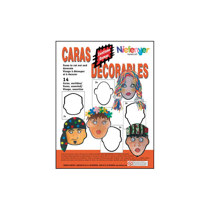 BOLSA 14 CARETAS NIEFENVER PARA DECORAR: PERSONAS BOLSA 14 CARETAS NIEFENVER PARA DECORAR: PERSONAS
