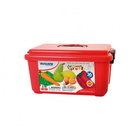 CONTENEDOR 36 PIEZAS MINILAND: FRUTAS, HORTALIZAS Y FRUTOS SECOS