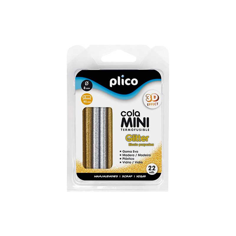 BLÍSTER 22 BARRAS COLA PLICO Ø 8mm x 95mm PURPURINA