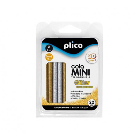 BLÍSTER 22 BARRAS COLA PLICO Ø 8mm x 95mm PURPURINA