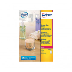 CAJA 25h ETIQUETAS AVERY GLOSSY INVISIBLE 63,5 x 38,1mm