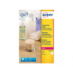 CAJA 25h ETIQUETAS AVERY GLOSSY INVISIBLE 210 x 297mm