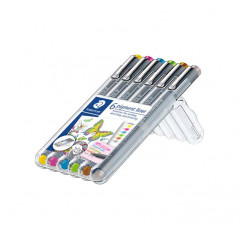 ESTUCHE 6 ROTULADORES STAEDTLER PIGMENT LINER 308 0,3mm COLORES 2