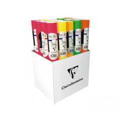 EXPOSITOR 20 ROLLOS PAPEL REGALO CLAIREFONTAINE FLUOR 0,35x5m