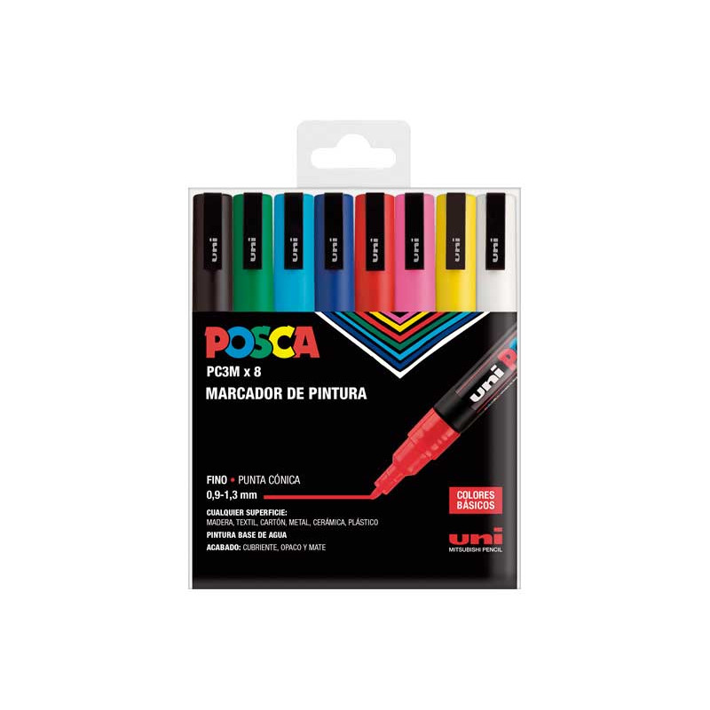 ESTUCHE 8 MARCADORES UNI POSCA PC-3M BASIC ESTUCHE 8 MARCADORES UNI POSCA PC-3M BASIC