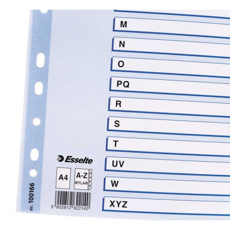 ÍNDICE ESSELTE CARTÓN MYLAR A-Z