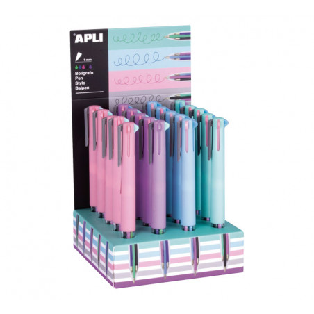 EXPOSITOR 20 BOLÍGRAFOS APLI 5 "NORDIK" TINTAS