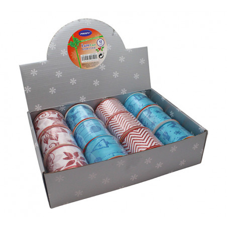 EXPOSITOR 12 CINTA LAZO DE NAVIDAD 2,4m ROJO/AZUL