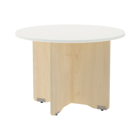 MESA ROCADA CIRCULAR Y PIE PANEL SERIE MEETING COL. HAYA - BLANCO 100 CM