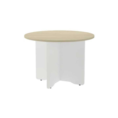 MESA ROCADA CIRCULAR Y PIE PANEL SERIE MEETING COL. HAYA - BLANCO 120 CM