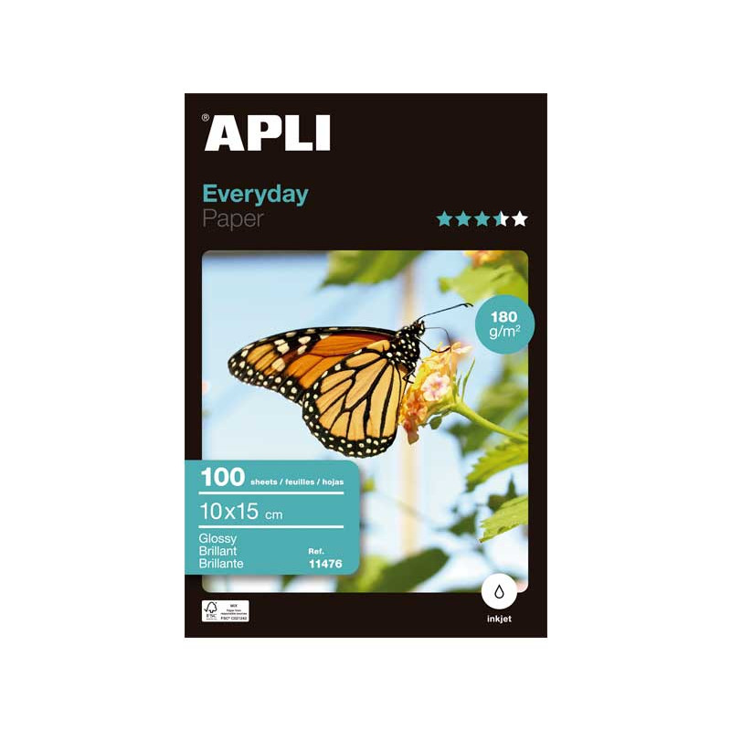 PAQUETE 100h PAPEL APLI EVERYDAY 10x15cm 180gr PAQUETE 100h PAPEL APLI EVERYDAY 10x15cm 180gr