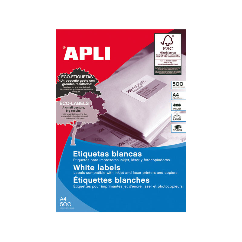 CAJA 500h ETIQUETAS POLIVALENTES APLI 70x37mm