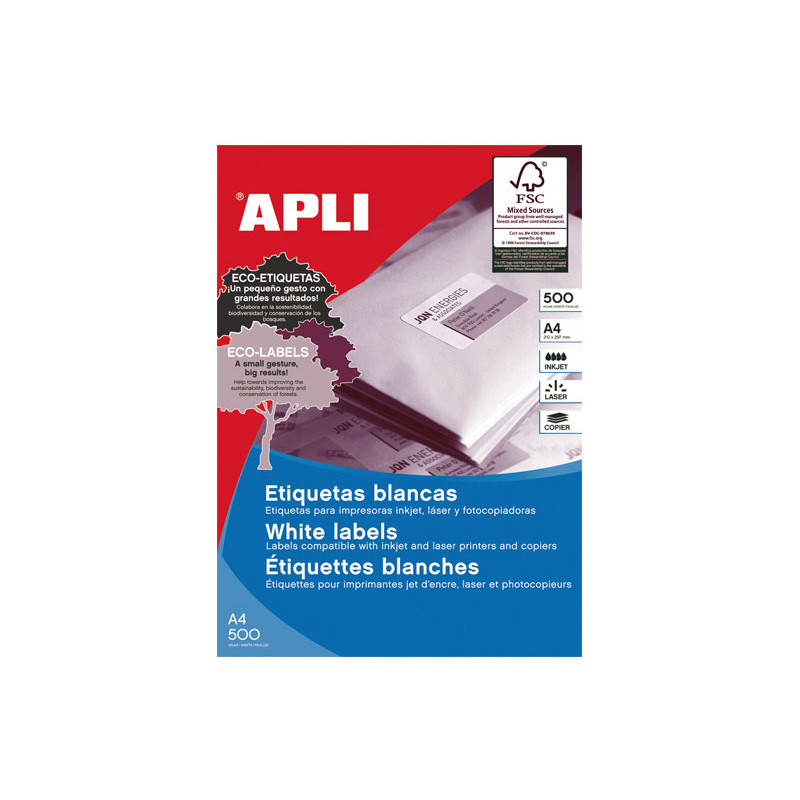 CAJA 500h ETIQUETAS POLIVALENTES APLI 210x148mm CAJA 500h ETIQUETAS POLIVALENTES APLI 210x148mm