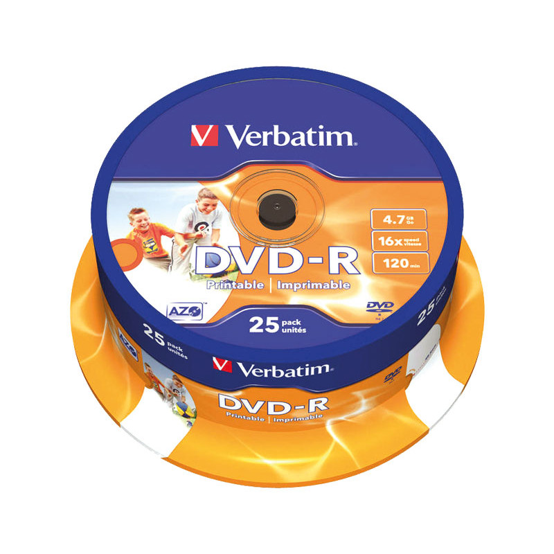 BOBINA 25 DVD-R VERBATIM 16X 4.7GB ADVANCED IMPRIMIBLE
