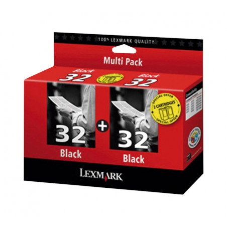 PACK 2 INKJET ORIGINAL LEXMARK Nº32
