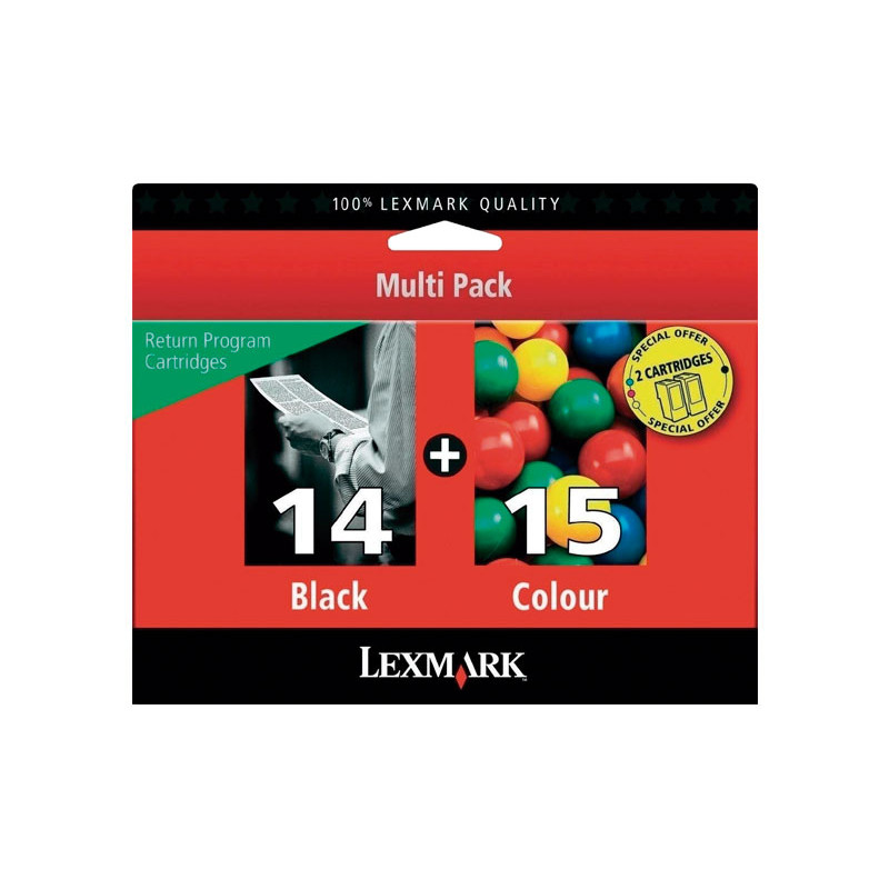 RAINBOW PACK INKJET ORIGINAL LEXMARK Nº14+15