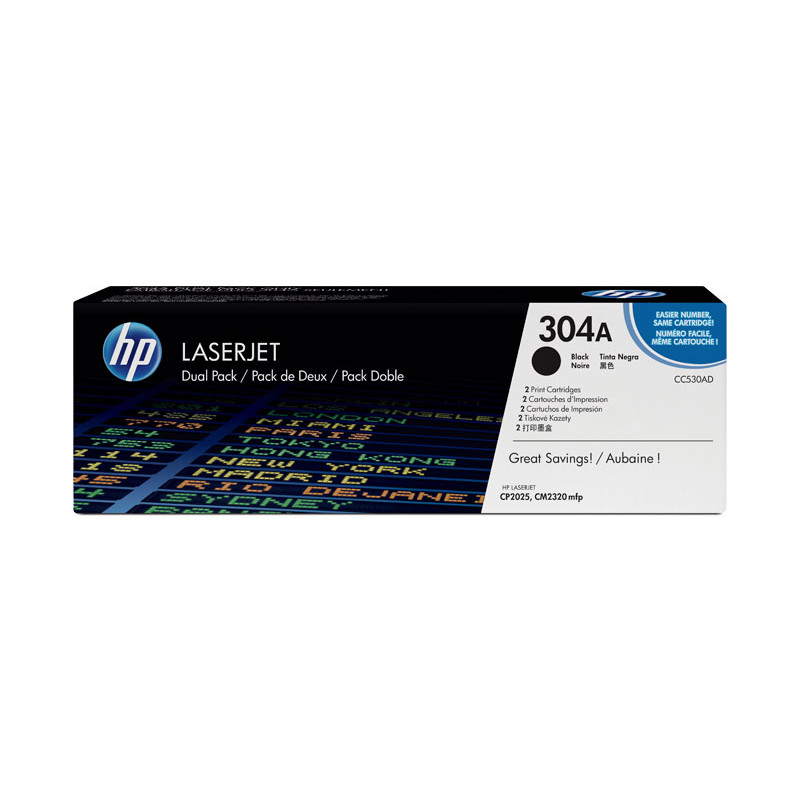 PACK DE AHORRO DE 2 CARTUCHOS DE TÓNER ORIGINAL LASERJET HP 304A