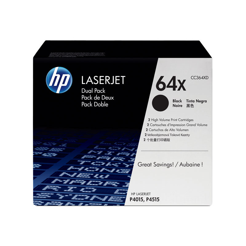 PACK DE AHORRO DE 2 CARTUCHOS DE TÓNER ORIGINAL LASERJET HP  64X DE ALTA CAPACIDAD