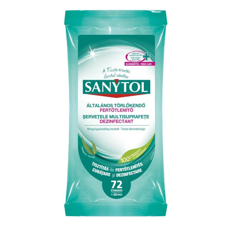 PAQUETE 24 TOALLITAS DESINFECTANTES SANYTOL MULTIUSOS PAQUETE 24 TOALLITAS DESINFECTANTES SANYTOL MULTIUSOS