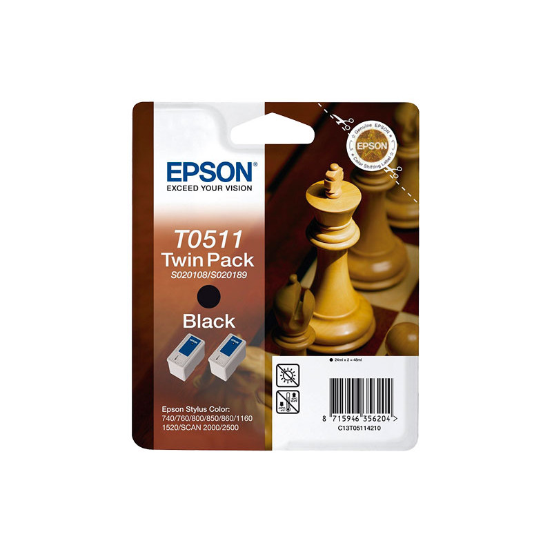 PACK 2 INKJET ORIGINAL EPSON T0511 PACK 2 INKJET ORIGINAL EPSON T0511