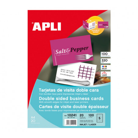 PAQUETE 100h TARJETAS DE VISITAS APLI 320gr DOBLE CARA