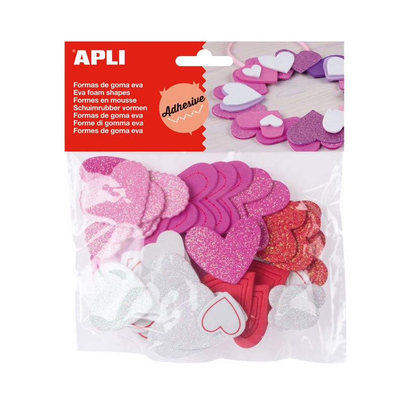 BOLSA GOMA EVA ADHESIVA APLI: CORAZONES BOLSA GOMA EVA ADHESIVA APLI: CORAZONES