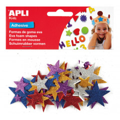 BOLSA GOMA EVA ADHESIVA APLI: ESTRELLAS COLOR