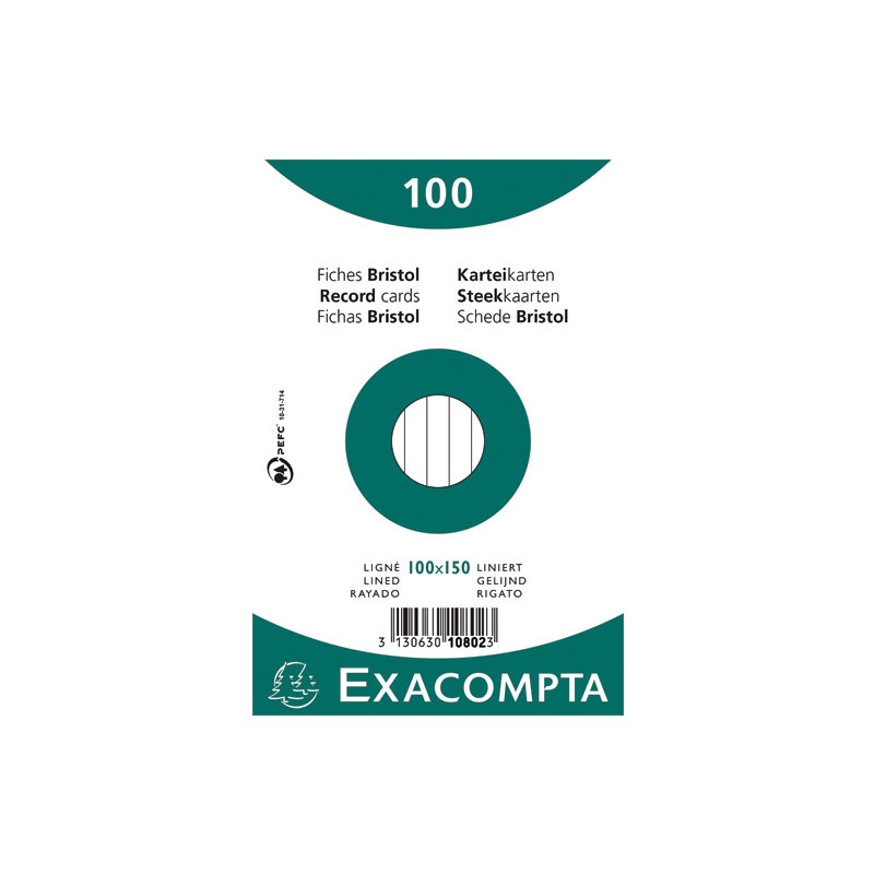 PACK 100 FICHAS EXACOMPTA HORIZONTAL 100x150mm
