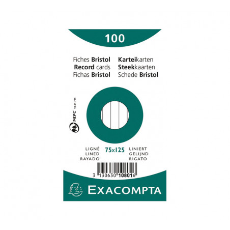 PACK 100 FICHAS EXACOMPTA HORIZONTAL 75x125mm