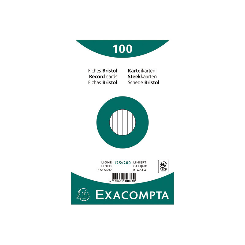 PACK 100 FICHAS EXACOMPTA HORIZONTAL 125x200mm