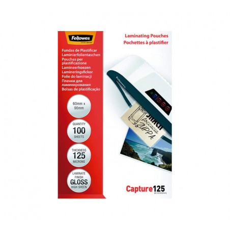 PACK 100 FUNDAS DE PLASTIFICAR FELLOWES BRILLO 60x90mm 125 MICRAS