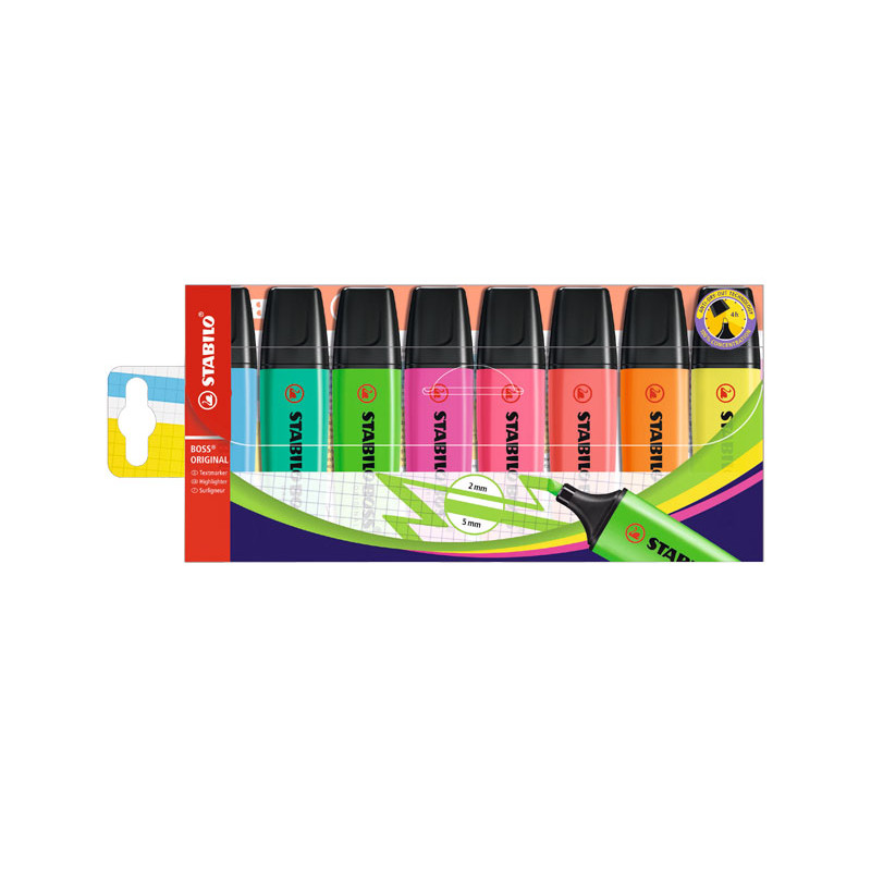 ESTUCHE 8 MARCADORES FLUORESCENTES STABILO BOSS ORIGINAL