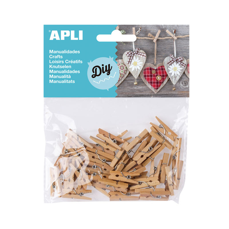 BOLSA 45 MINI PINZAS APLI DE MADERA BOLSA 45 MINI PINZAS APLI DE MADERA