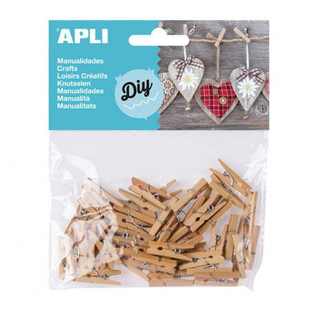 BOLSA 45 MINI PINZAS APLI DE MADERA