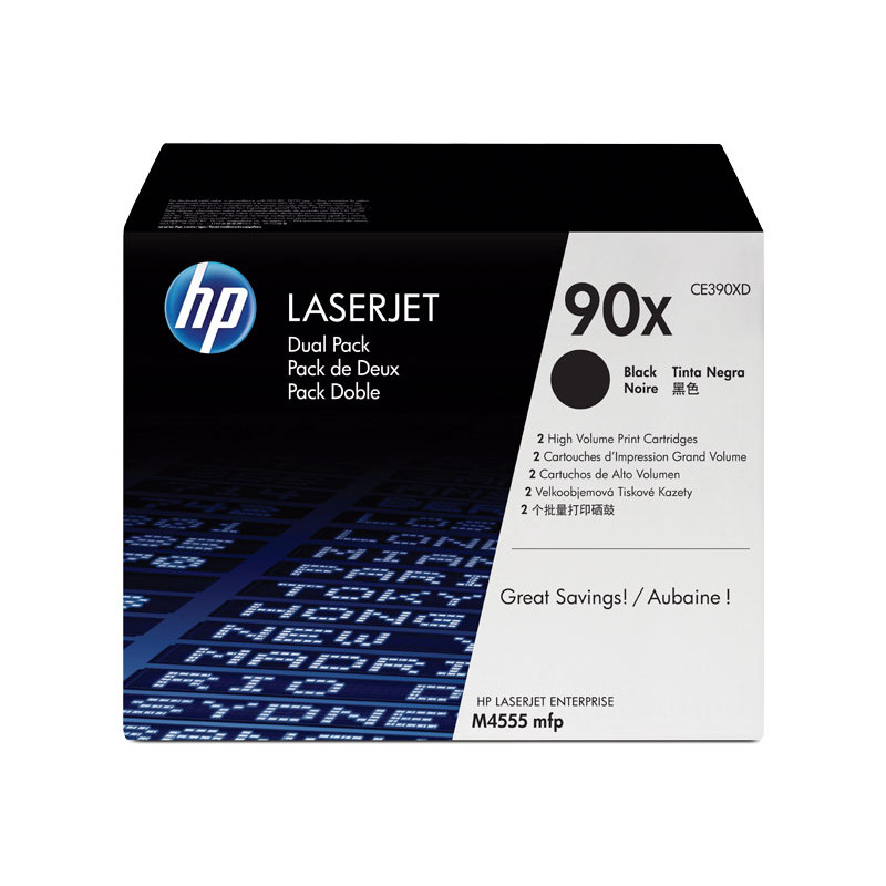 PACK DE AHORRO DE 2 CARTUCHOS DE TÓNER ORIGINAL LASERJET HP 90X DE ALTA CAPACIDAD