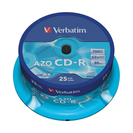 BOBINA 25 CD-R VERBATIM 52X 700MB CRYSTAL