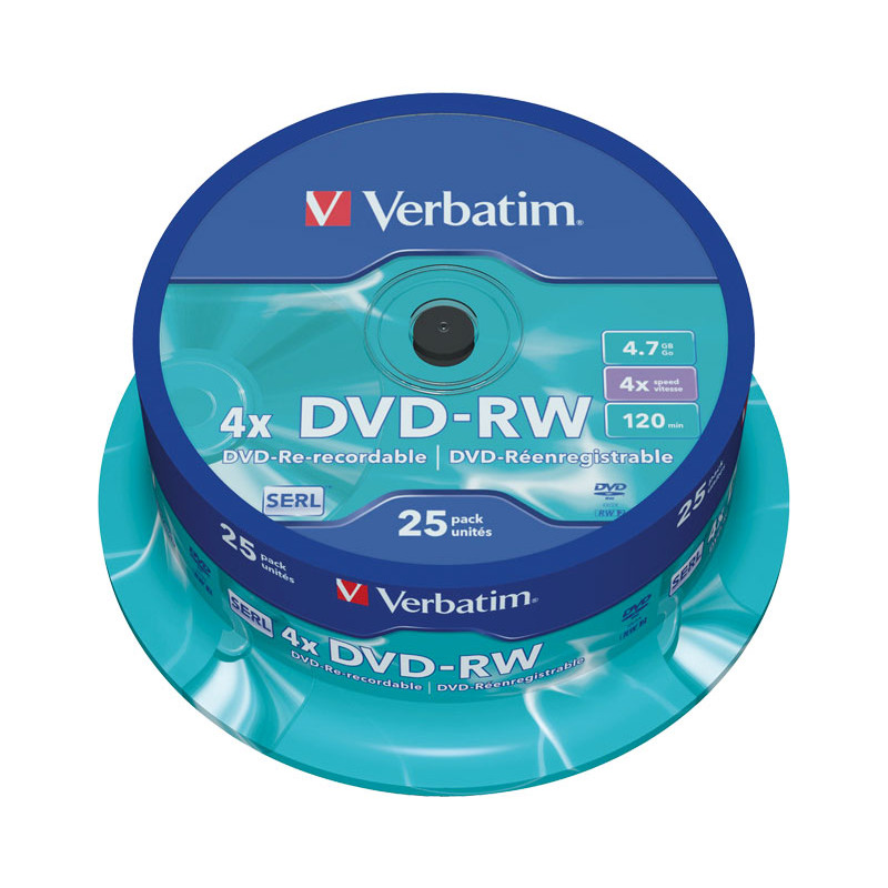 BOBINA 25 DVD-RW VERBATIM 4X 4.7GB ADVANCED