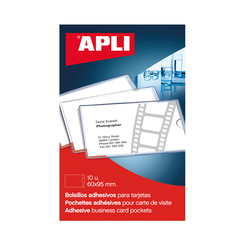 PACK 10 BOLSILLOS AUTOADHESIVOS APLI 60x95 PACK 10 BOLSILLOS AUTOADHESIVOS APLI 60x95