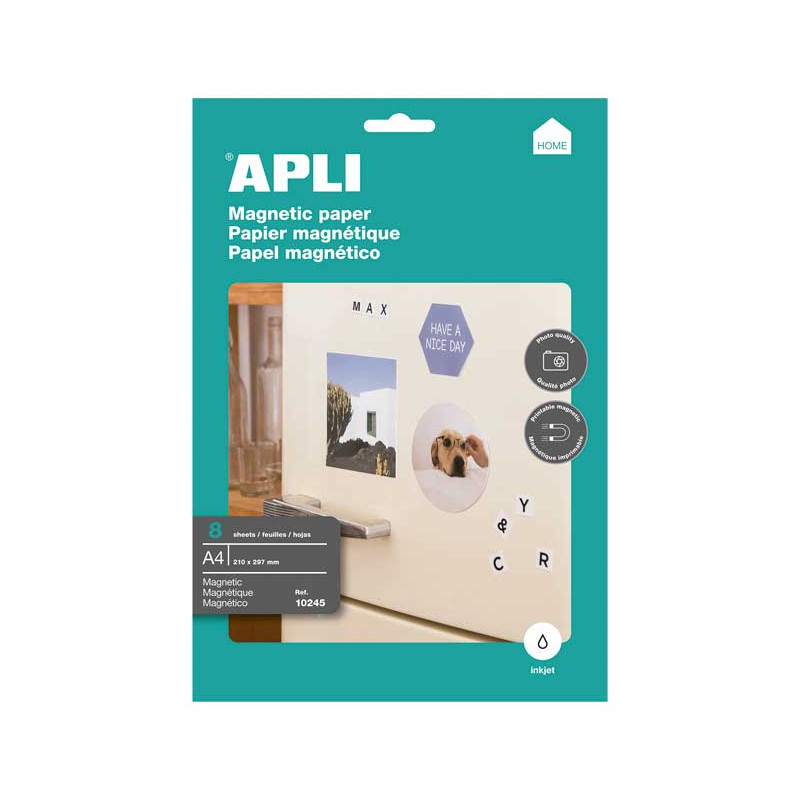 BLÍSTER 8h PAPEL MAGNÉTICO APLI A4 640gr