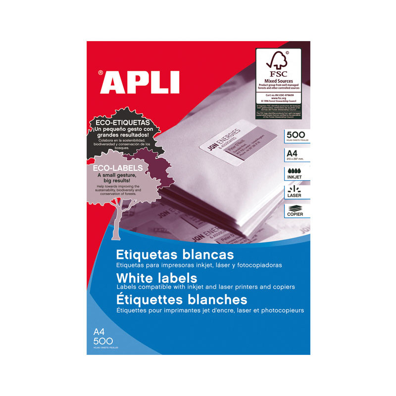 CAJA 500h ETIQUETAS POLIVALENTES APLI 38x21,2mm