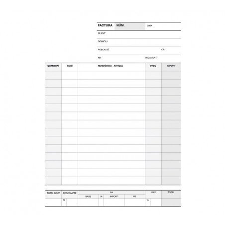 TALONARIO 50h APLI FACTURAS 1/4 DUPLICADO CATALÁNFACTURAS 4º CATALÁN